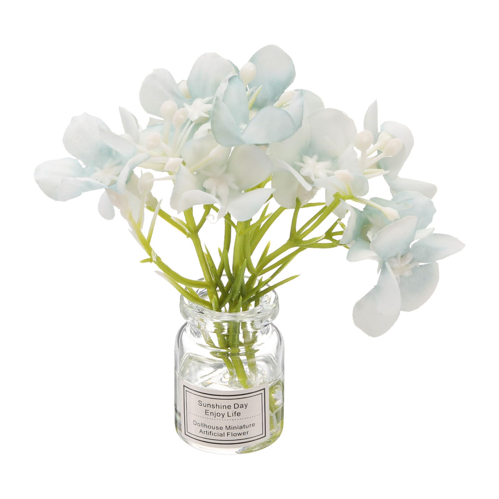 CoCud Mini Flowers Dollhouse in Vase, Silk Plastic Miniature Dollhouse Accessories with Tiny Flower Blue - (Applications: for 1:12 1:8 or 1:6 Scale Fairy Micro House)