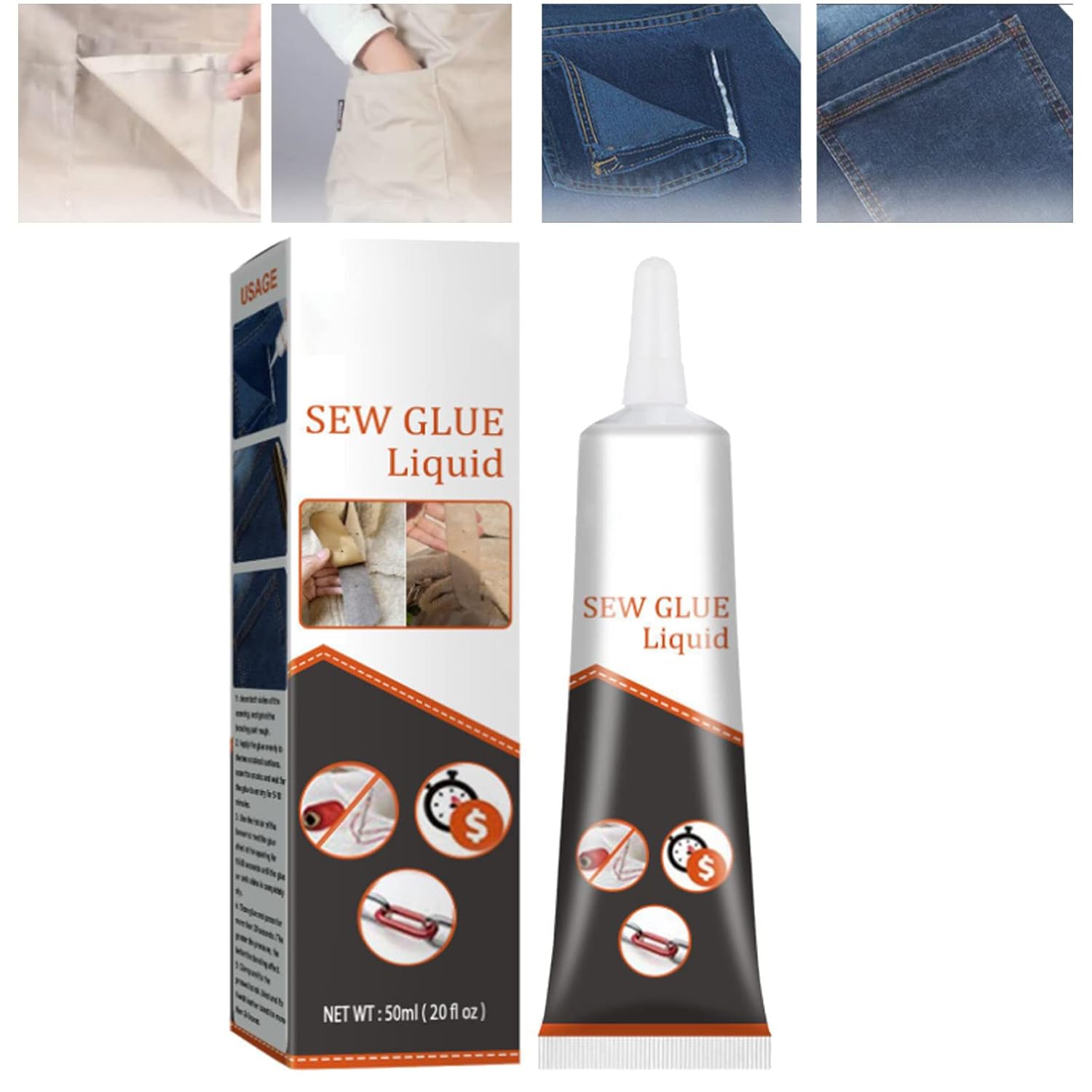 Cloth Repair Sew Glue, Liquid Stitch Fabric Glue, Instant