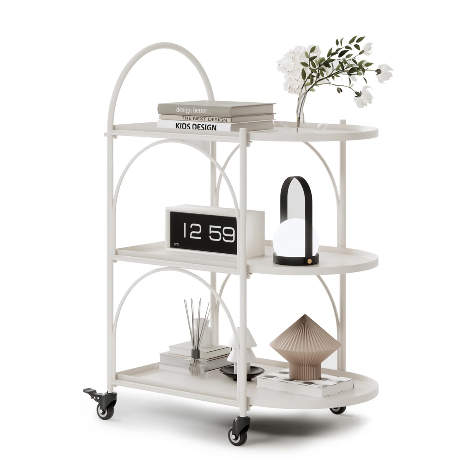 XIV Bar Cart, Metal Serving Cart for Home, Drink Cart, Rolling Beverage Cart with Lockable Wheels, Mobile Rolling Cart for Kitchen and Living Room (