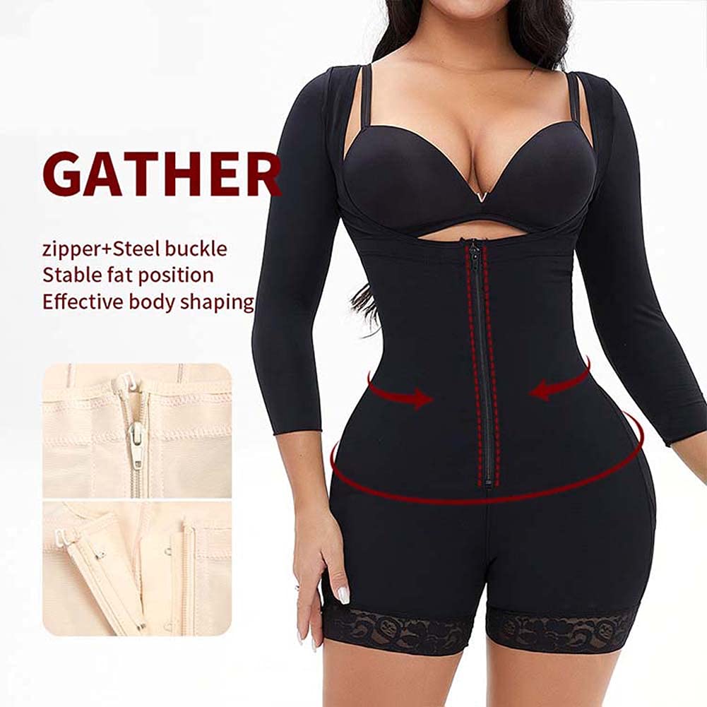 XYNSNDB Body z długim rękawem dla kobiet Wyszczuplający brzuch Butt Lifter Plus Size Body wyszczuplają talię