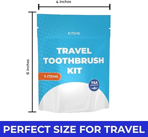 Miniatura 4 de Juego de cepillos de dientes de viaje prémium  Cepillo de dientes de viaje aprobado por la TSA, hilo dental, enjuague bucal, limpiador de dientes y