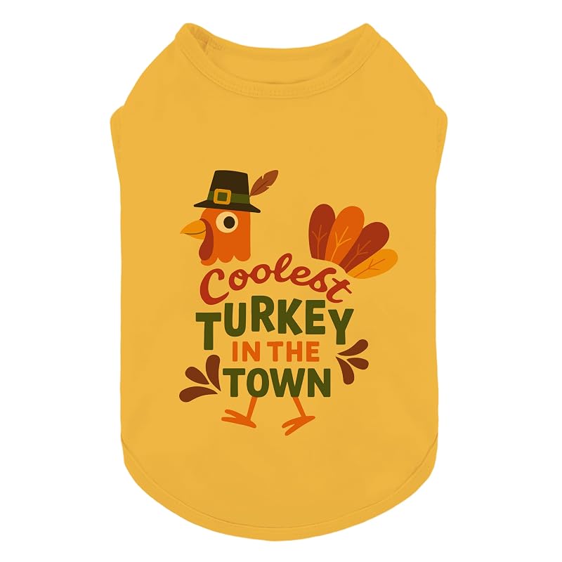 Camisa para cães pequenos Fitwarm com algodão e elastano, estampa Turkey in the town, tamanho Small