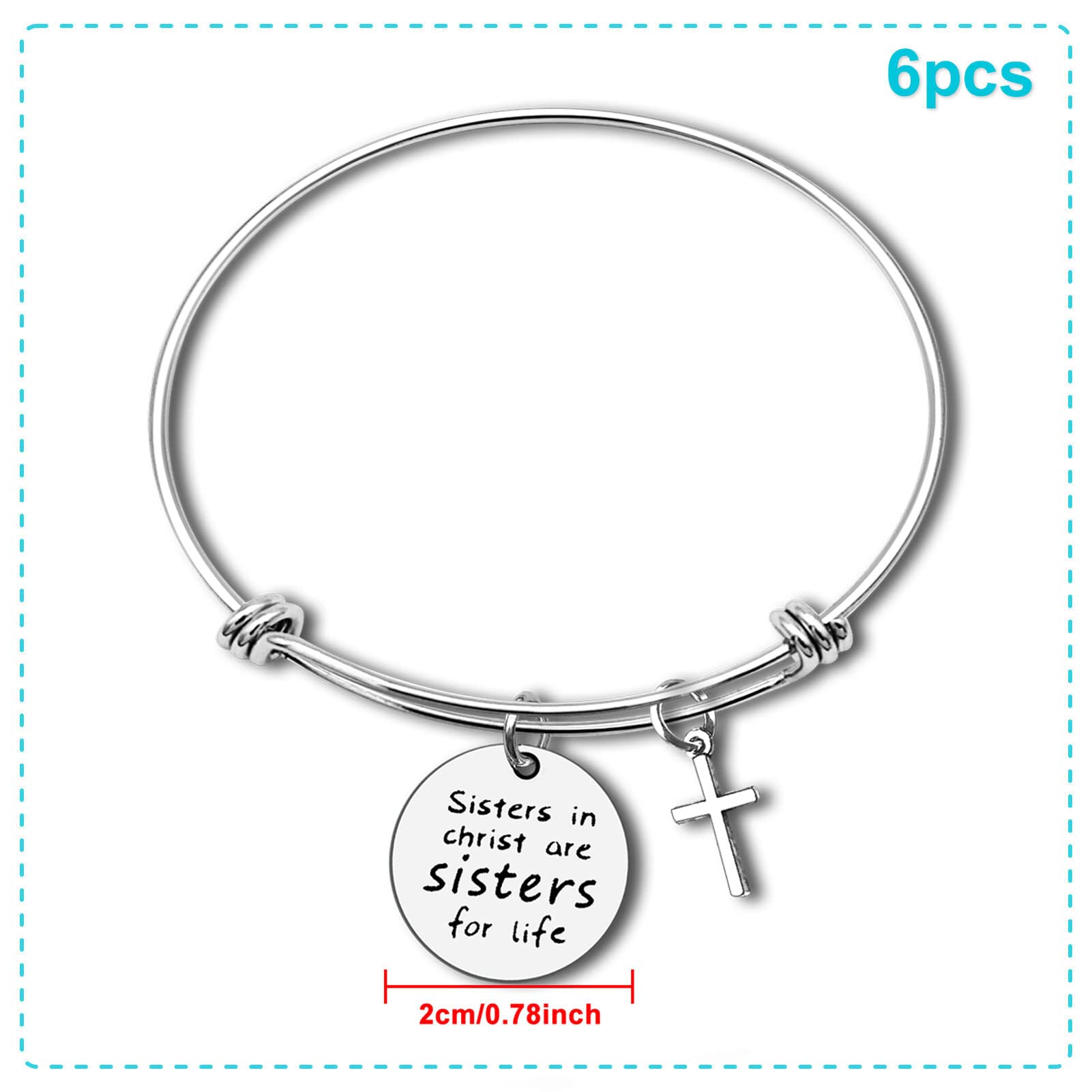 6 pulseras para hermanas cristianas, regalo religioso para hermanas, amigas, hermanas religiosas, regalos de fe para mujeres, regalos de amistad, brazalete motivacional para mejor amiga 2