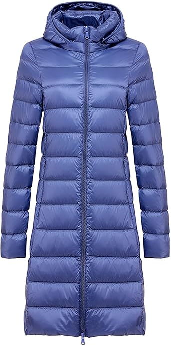 Long Puffer Coat Women Warm Lightweight Down Jacket Ultralight Warm Quilted Puffer Coat with Hood Parka Maxi Outwear