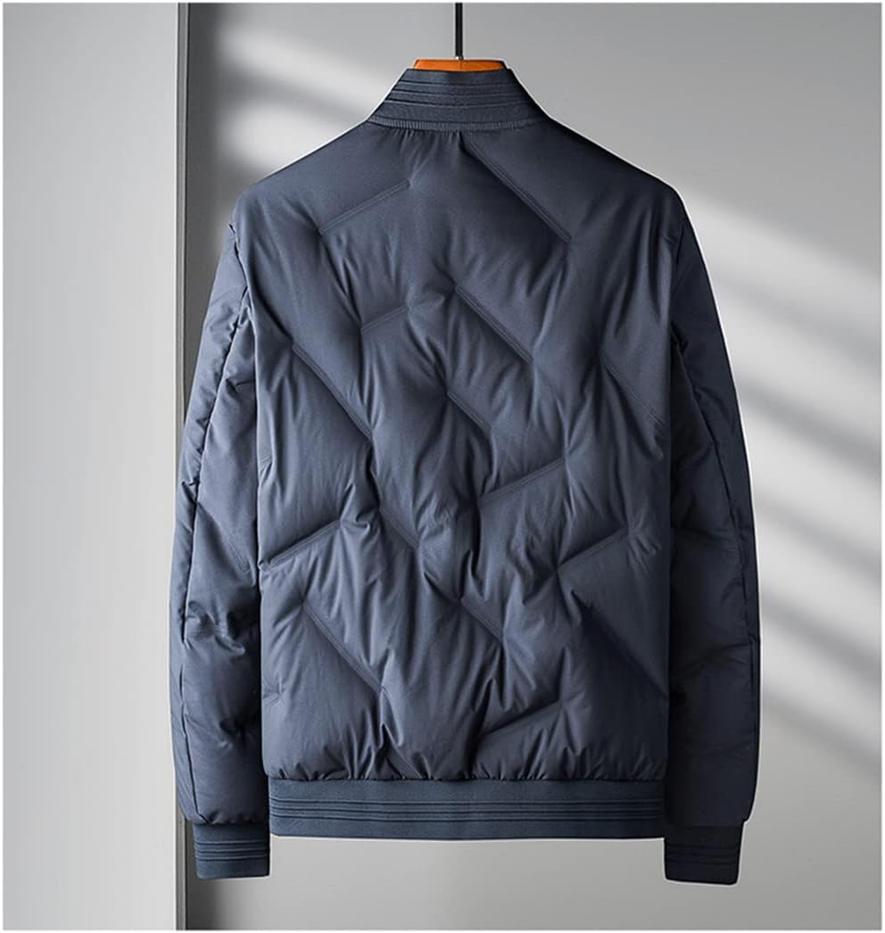 Youllyuu Short White Duck Down Men's Jackets Baseball Collar Solid Business Zipper Down Coats