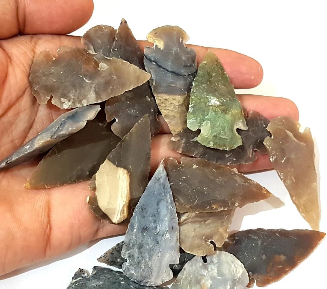 200Pc Multicolor Spearhead Points Arrowhead | Beautifully Crafted Stone Spearhead Points - Size: 1 Inch Approx
