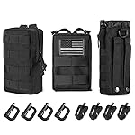 Upgraded Sports Water Bottles Pouch Bag, Drawstring Molle Water Bottle Holder - Mesh Bag Tactical Hydration Carrier (3 Pouch)