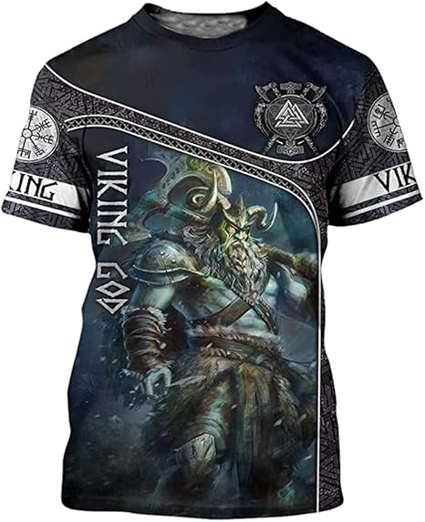 Amazon Co Jp バイキングタトゥーメンズtシャツファッション3dプリント北欧神話夏oネック半袖ノベルティシャツ Color Viking God Size Xxl ファッション