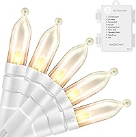 Vista 1 de Cadena de luces alimentada por batería, luces de Navidad de 16 pies, 50 luces LED, cadena de luces decorativa de alambre blanco