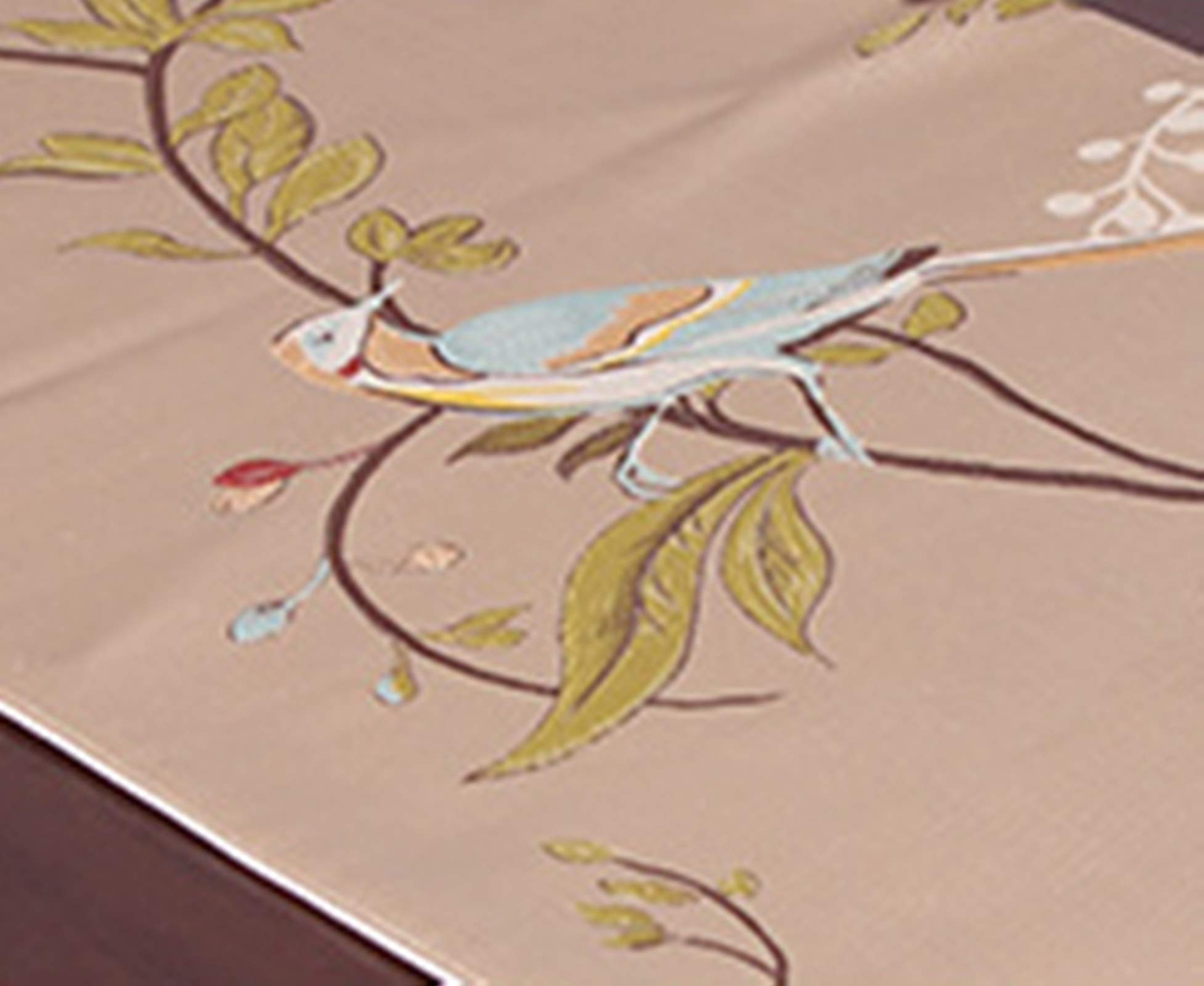 Runner Autunnale Beige, Runner Autunnale Poliestere Fiori di Uccelli Classici Runner Tavola Autunno Decorazioni 33x210cm