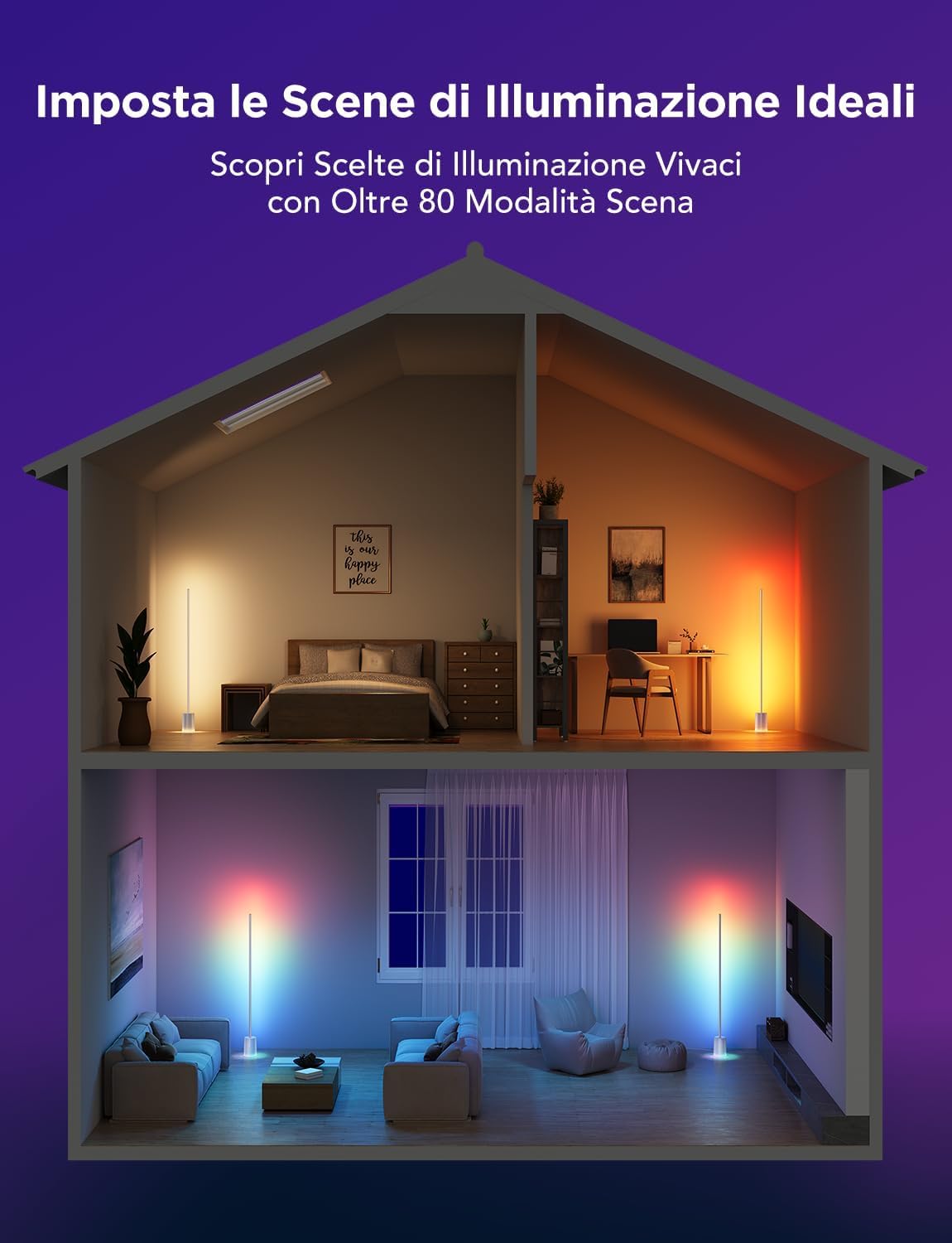 Govee Lampada da Terra RGBIC, Luci LED Compatibile con Alexa e Matter, 152cm Luci Dimmerabile con Telecomando e APP, Sinc Musica, 82 Modalità Scena, Lamp Comodino, Camera da Letto e Salotto, Grigio
