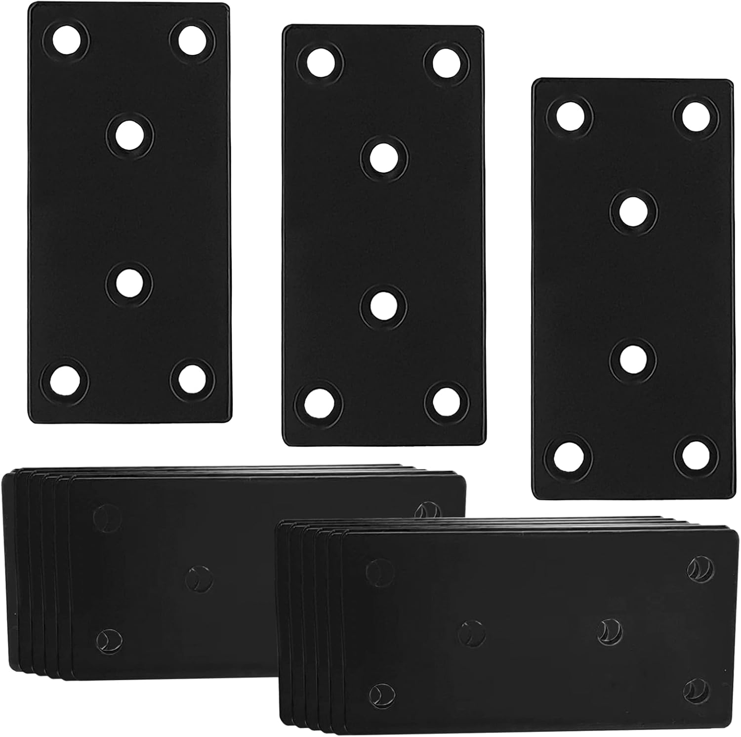 50-Pack 3.15" Black Mending Plate for Wood, Stainless Steel Straight Mending Plates, Heavy Duty Metal Brackets for Brace, Furniture Fence Bookcase