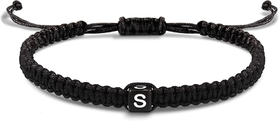 Initial Bracelets for Women Men Gifts for Her Teen Girl Best Friend Birthday Graduation Dainty Braided Bracelets Letter A-Z Charm Adjustable Link Mother's Day Jewelry Mom Christmas Gifts Valentine's Day Jewelry