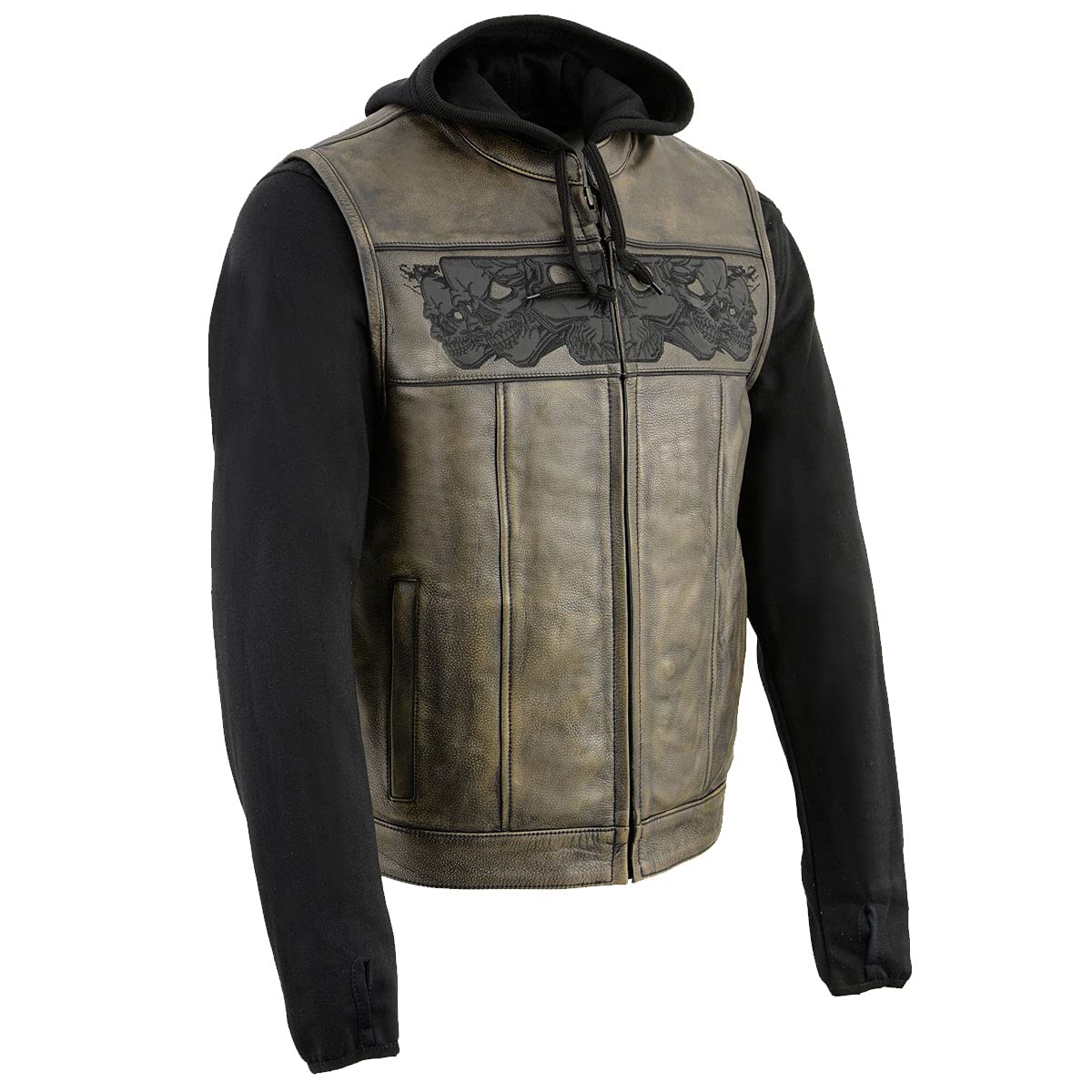 Milwaukee Leather Men's Classic Collarless Motorcycle Biker Rider Leather Vest |MLM|SH