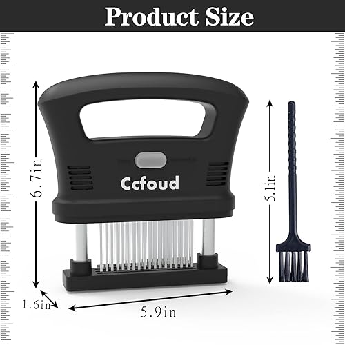 Miniatura 8 de Ccfoud - Ablandador de carne ablandador de hoja de aguja ultra afilado de acero inoxidable 48 para ablandar filetes carne de res con cepillo de