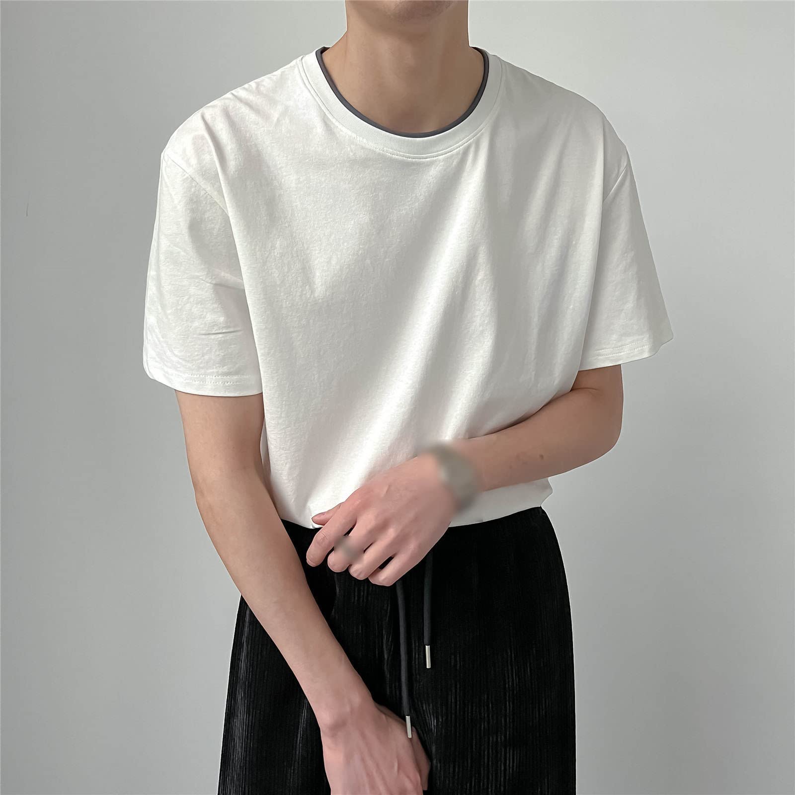 Camiseta de manga corta Harajuku de verano y primavera divertida de color sólido con gráfico de algodón