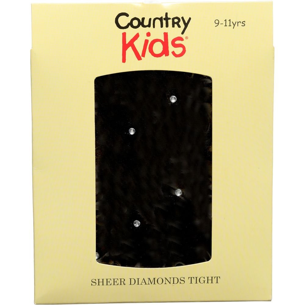Country Kids Sheer Diamond Tights - Black - 9-11 Years