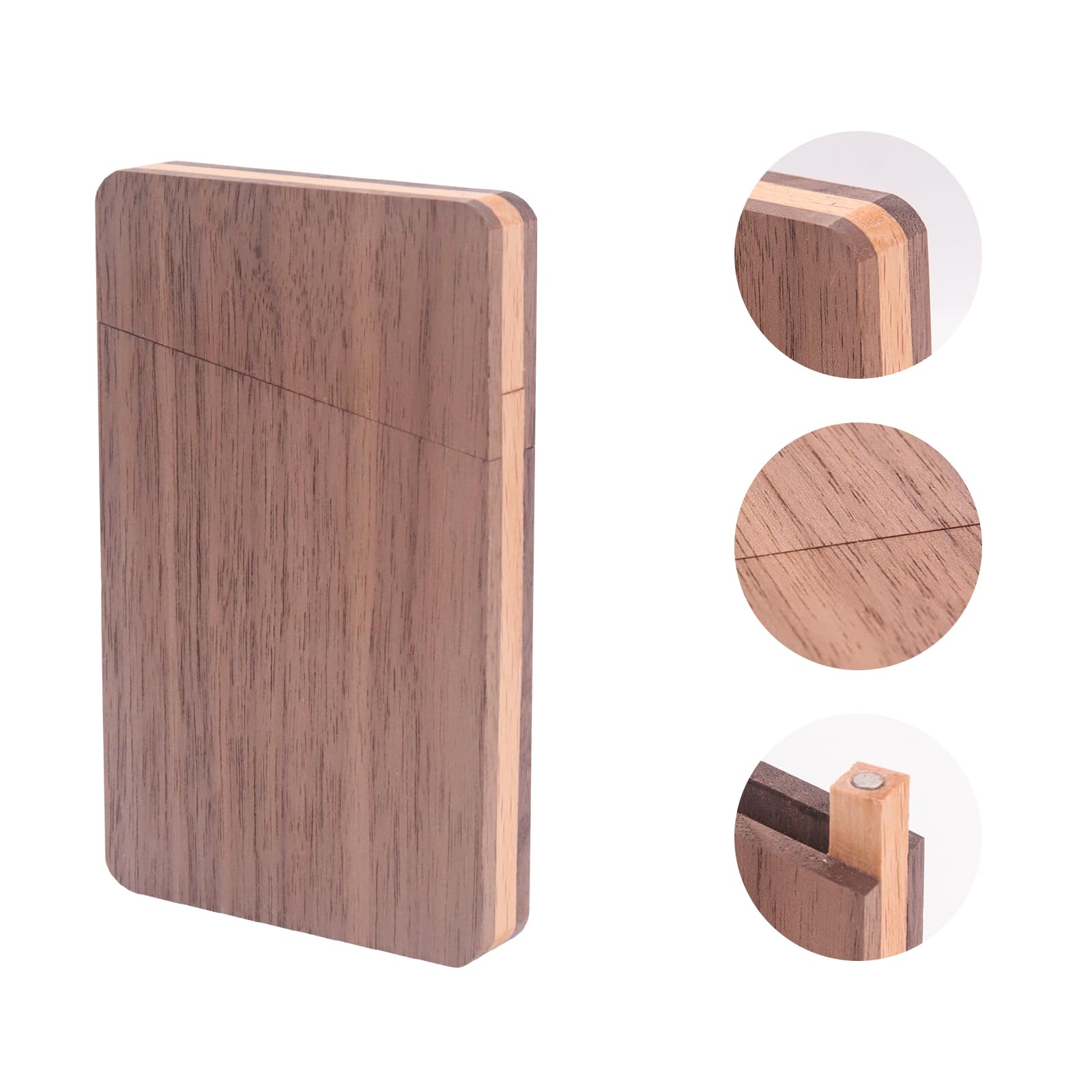 Yuhtech Wooden Business Card Holders, Portable Wooden Business Card Case, Magnetic Business Card Holder, Unisex Portable Travel Kit for Business Trips - Image 3