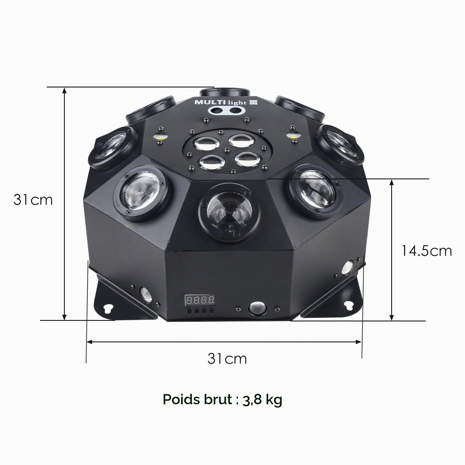 Lumière principale mobile, 150 W RGBW 4 en 1 LED lumières de scène DJ, lumières DJ avec rotation infinie et activation du son pour fête DJ de mariage et Live House
