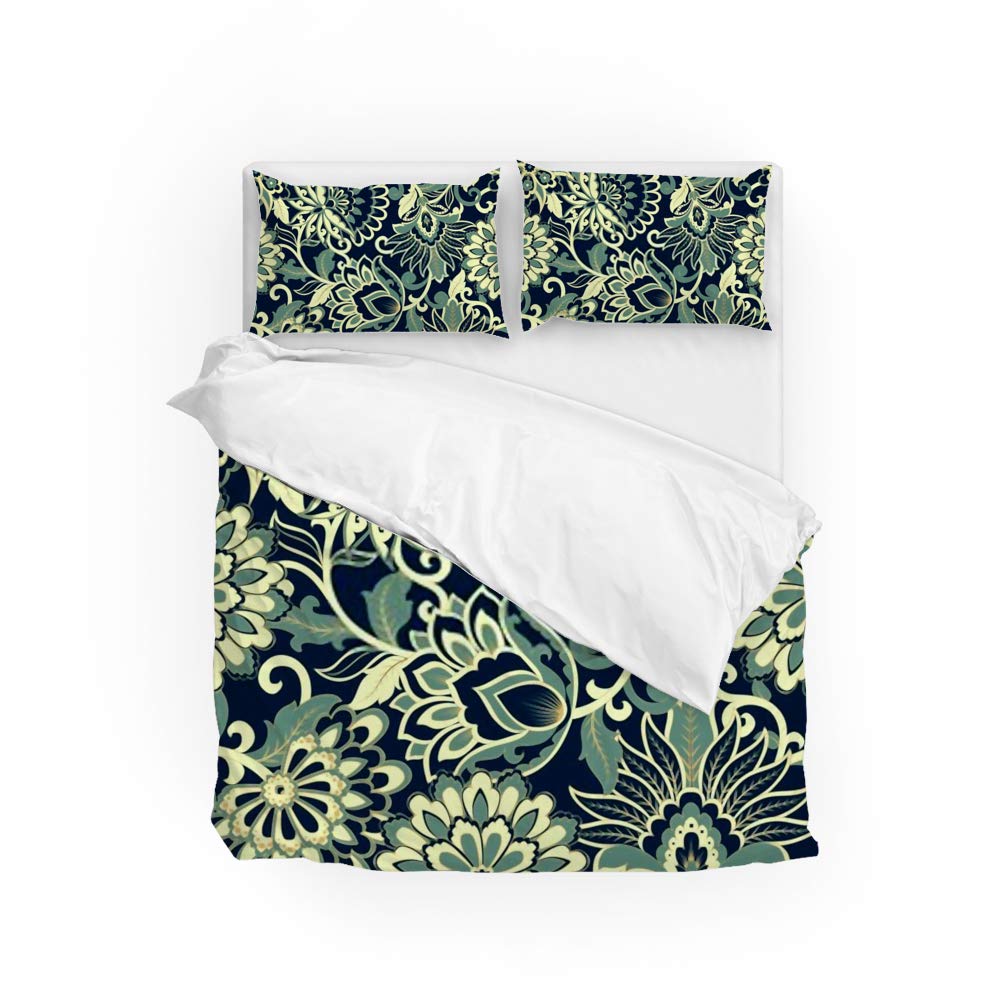 Housse de couette fleurs pour grand lit King 3 pièces chic