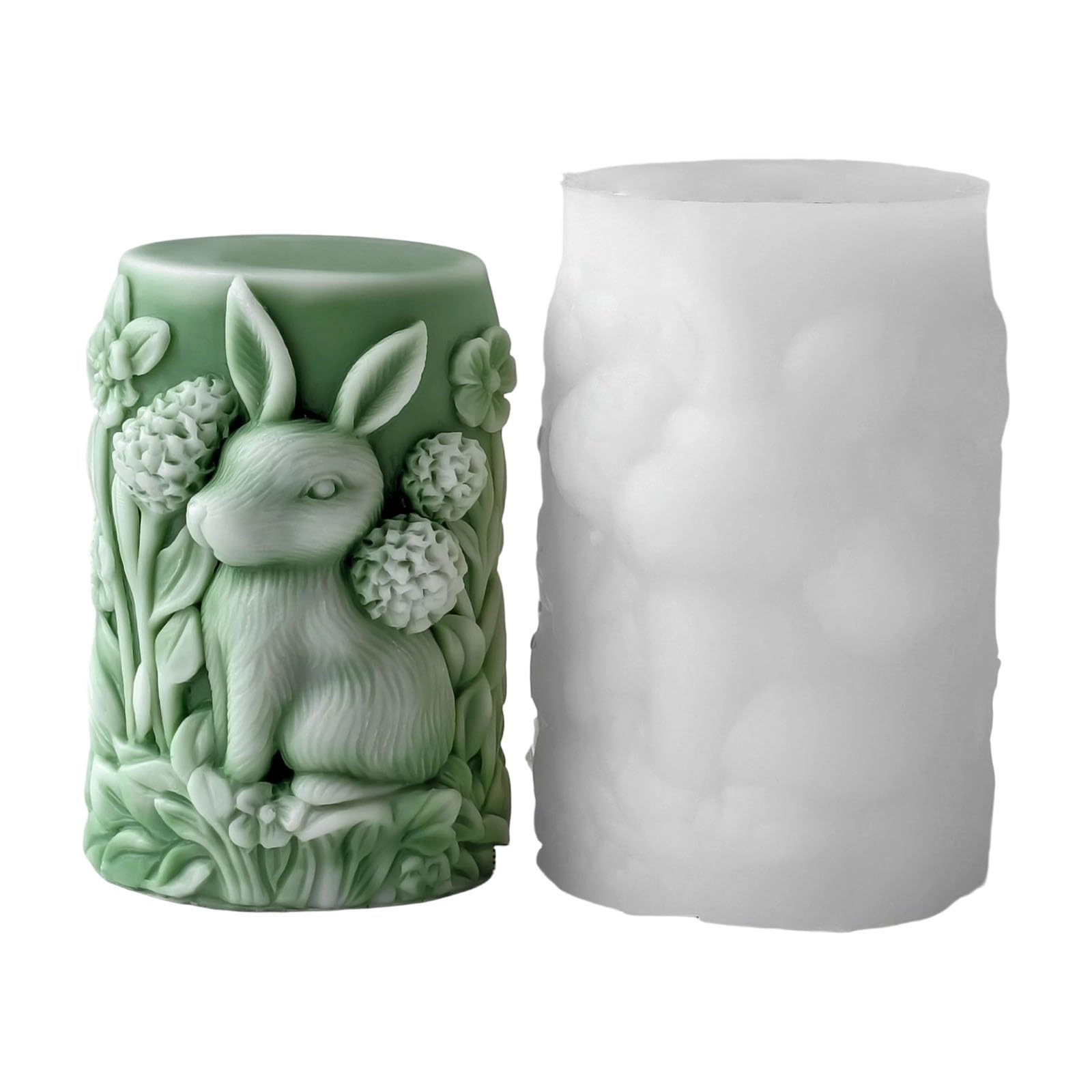 Msioytog Detailed Easters Rabbits Silicone Craft Cylindrical Designs for Soap Chocolate Safe Projects Easters Rabbits Silicone