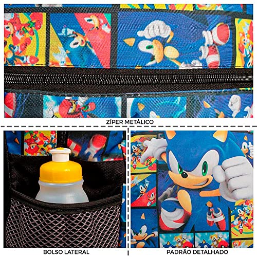 Kit Mochila Infantil Sonic Gibi + Lancheira Térmica + Estojo