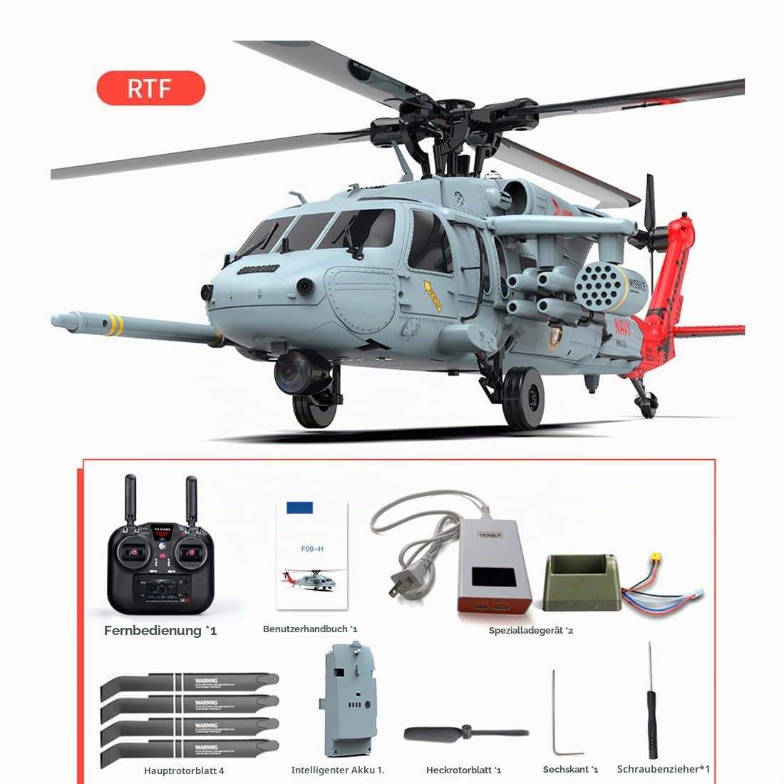 RC Helikopter mit GPS für Erwachsene, YU Xiang F09-H SH60 2.4G 8CH Doppelter bürstenloser Motor 6G/3D Stunt Outdoor Groß Ferngesteuert Hubschrauber, RC-Flugzeuge für Anfänger