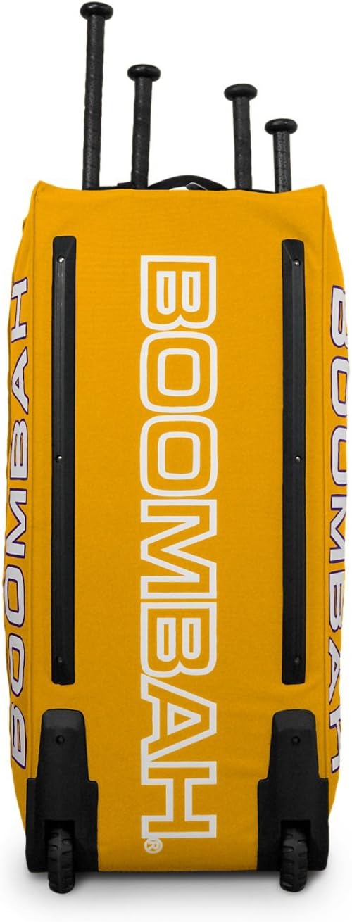 Boombah Brute Rolling Baseball/Softball Bat Bag - 35" x 15" x 12-1/2" - Holds 4 Bats and Room for Gear - Wheeled Bag