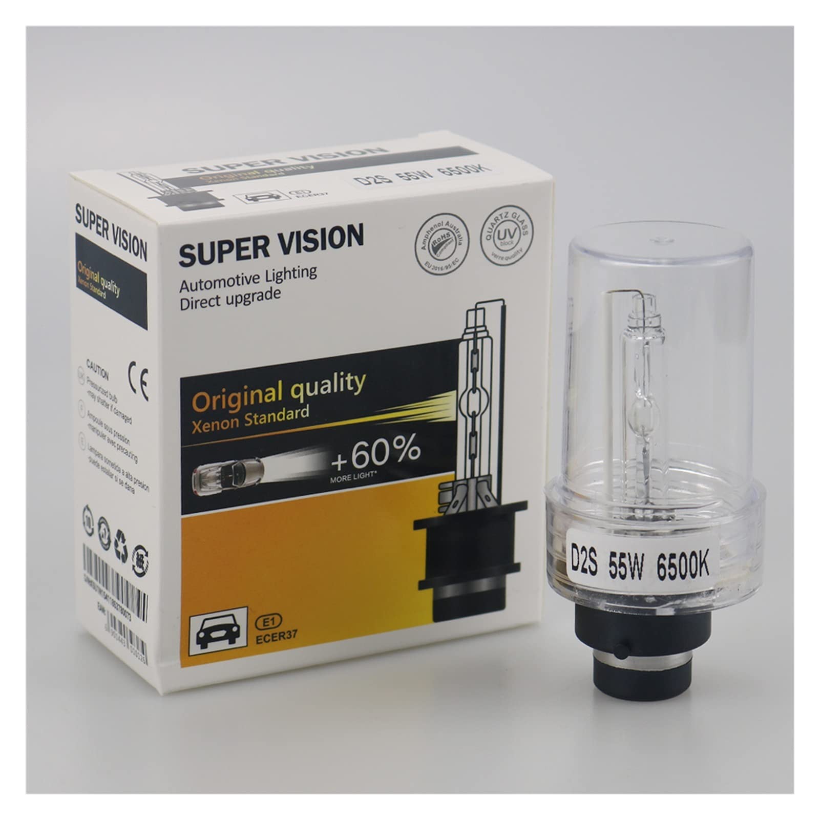 Żarówka ledowa 2 Sztuk HID Xenon Reflektor Headlamp Light Lampka samochodowa 35W 55W 6000K D1S D2S D3S D4S Hid Bulb CBI D1S D2S D3S D4S (Color : 6000 K, Size : D2S)