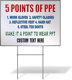 Custom Weatherproof Yard Sign Construction 5 Points of Ppe Advertising Printing Lawn Garden 18x12 Inches 1 Side Print Personalized Text Here