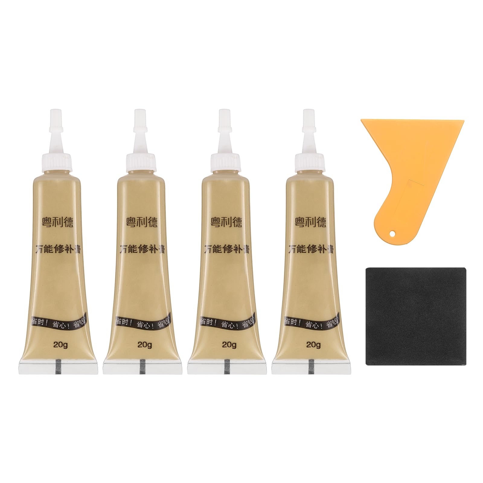 sourcing map Wood Repair Kit, 4 Pcs Touch Up Filler Wood with Scraper Sandpaper for Scratches Holes Crack Tables Desks Wooden Floors Repair Cover Ups, Forest