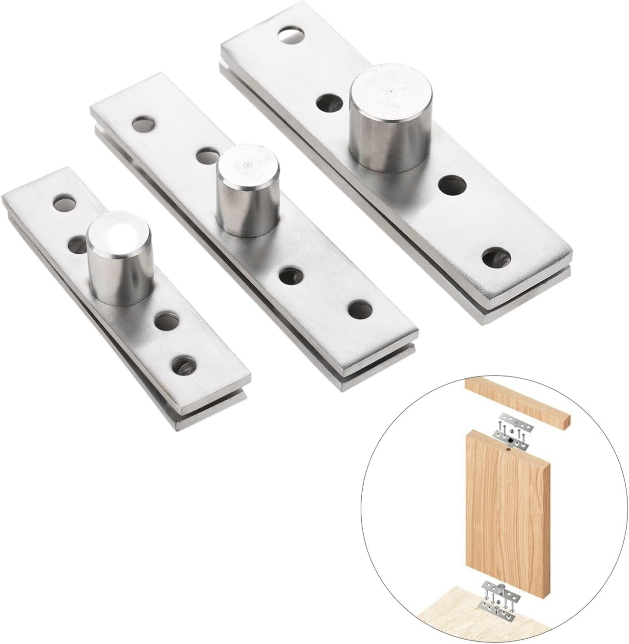 SBTRKT 2 PCS Stainless Steel Door Pivot Rotating Hinge 360 Degree Rotation Up and Down Hidden Door Hinges Furniture Hardware (Color : Large)