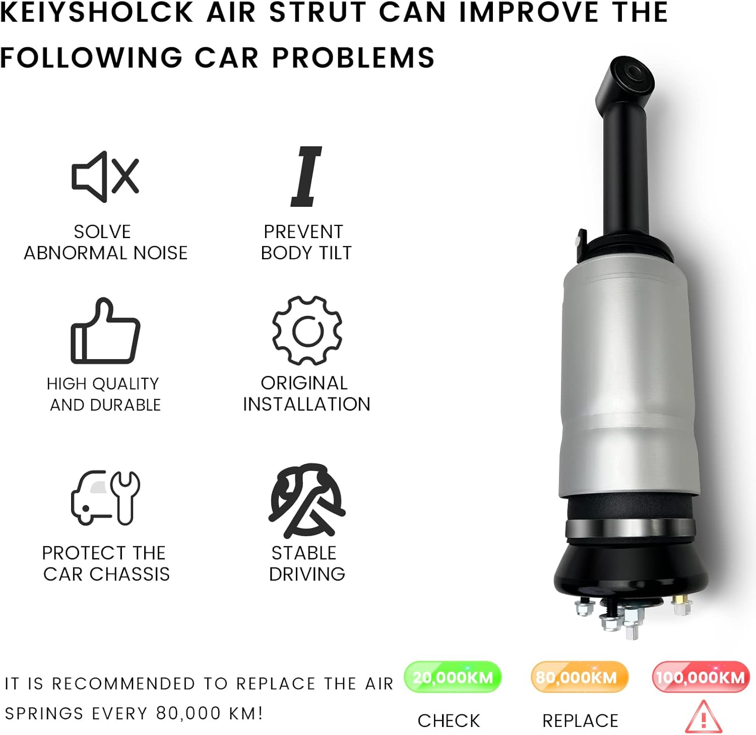 Air Strut Shock Absorber Front, Compatible with Discovery 3, Discovery 4 and Range Rover Sport Car, OEM Replace LR058022, LR034284 RNB501460, RNB501600, RNB501470, RNB501580