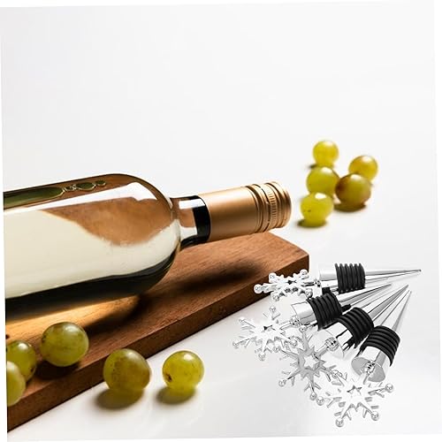 Miniatura 7 de NOLITOY Decoración de corona, 4 tapones para botellas de vino, corcho, copo de nieve, copos de nieve, tapones para botellas de vino, tapones de