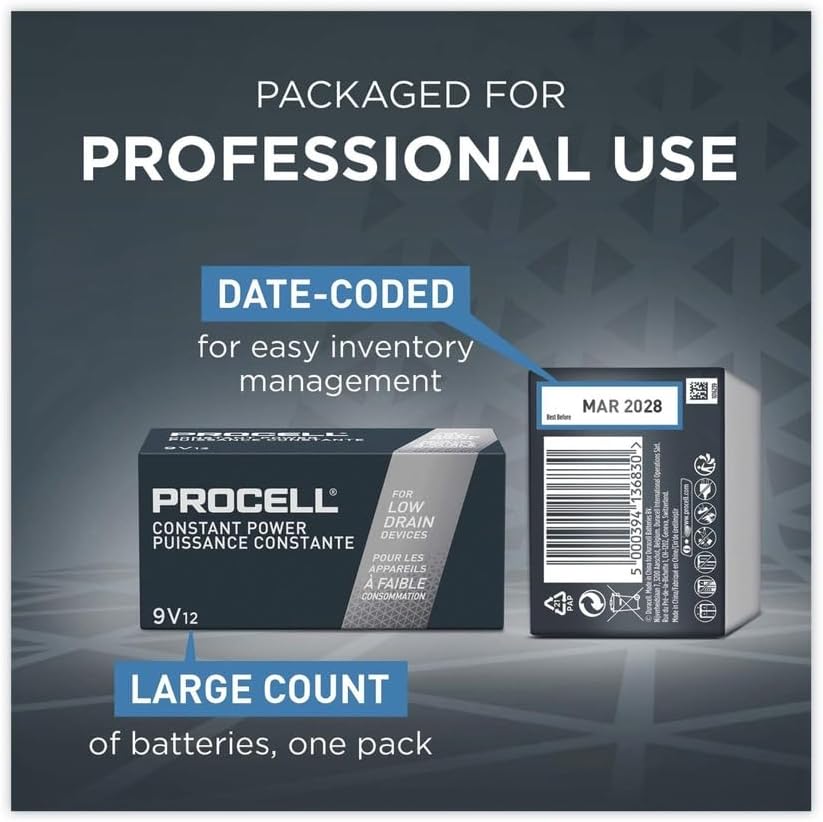 : Duracell PC1604BKD Procell Alkaline Batteries, 9V (Pack of 12) – style and color may vary