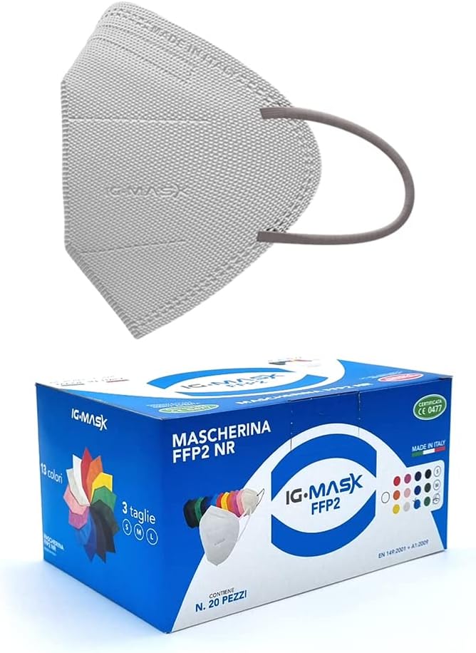 IG MASK FFP2 - Mascherine Monouso Con Aroma Di Menta, Confezione Da 20 Pezzi - CE0477 (Taglia L, Blu Scuro) - Foto 11