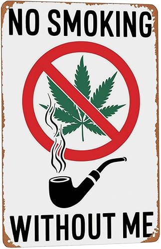 Miniatura 1 de Póster de lata retro con texto en inglés No Smoking Without Me de 8 x 12 pulgadas, divertida decoración de pared para sala de cannabis, habitación