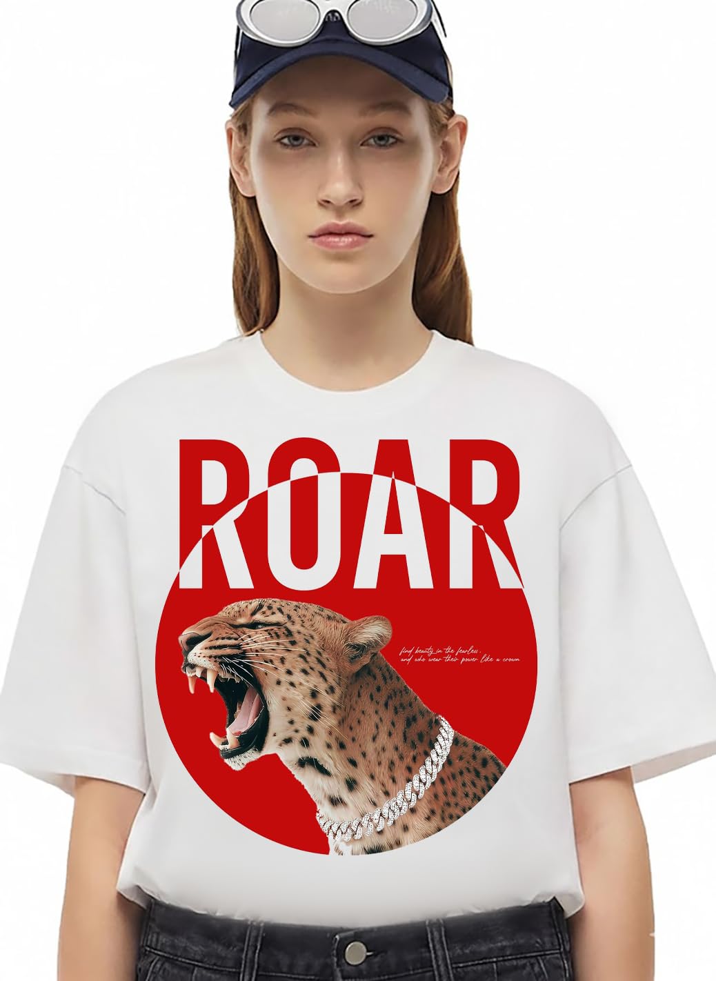 Roar Leopard Print Tshirt for Women | Trendy Graphic Animal T-Shirt | Stylish Streetwear Tshirt-image-24