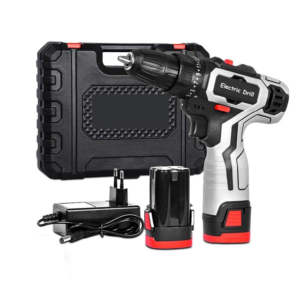 Trapano Avvitatore a Batteria Professionale da 18 V, cacciavite Elettrico, con 2 batterie agli ioni di Litio, 2 velocità, 25 + 1 impostazione della Coppia con LED, 1 Batteria