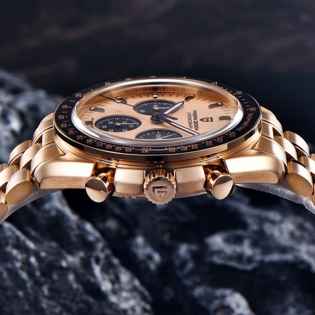 Pagani Design 1701 Orologio Analogico al Quarzo di Lusso, Movimento Giapponese VK63, Impermeabile Fino a 100 Metri, Bracciale in Acciaio Inossidabile, Cronografo Professionale in Zaffiro.