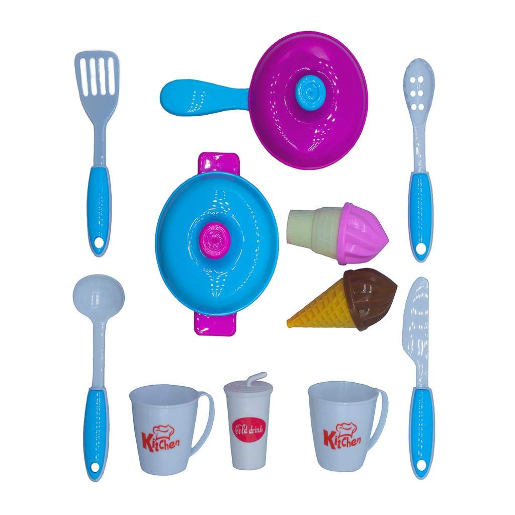 ZeeSquare Kitchen Toy Set for Baby Girls Cook Food Toy Set Tea Party Set for Kids 9 Pieces Cooking Pretend Play Toy Kitchen Cookware Playset Including Pots and Pans Play Food Toy Utensils