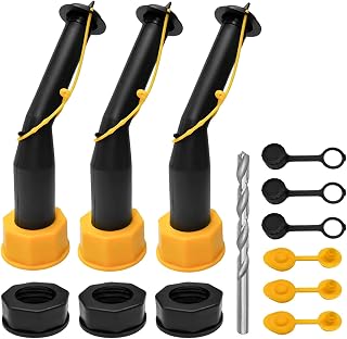 3 PCS Gas Can Spout Replacement Set, Leakproof Angle Nozzle with Filter Screen Vent Cap Drill Bit, Universal Old Style Fuel Can Nozzles Kit Compatible with Most Plastic Gas Tank