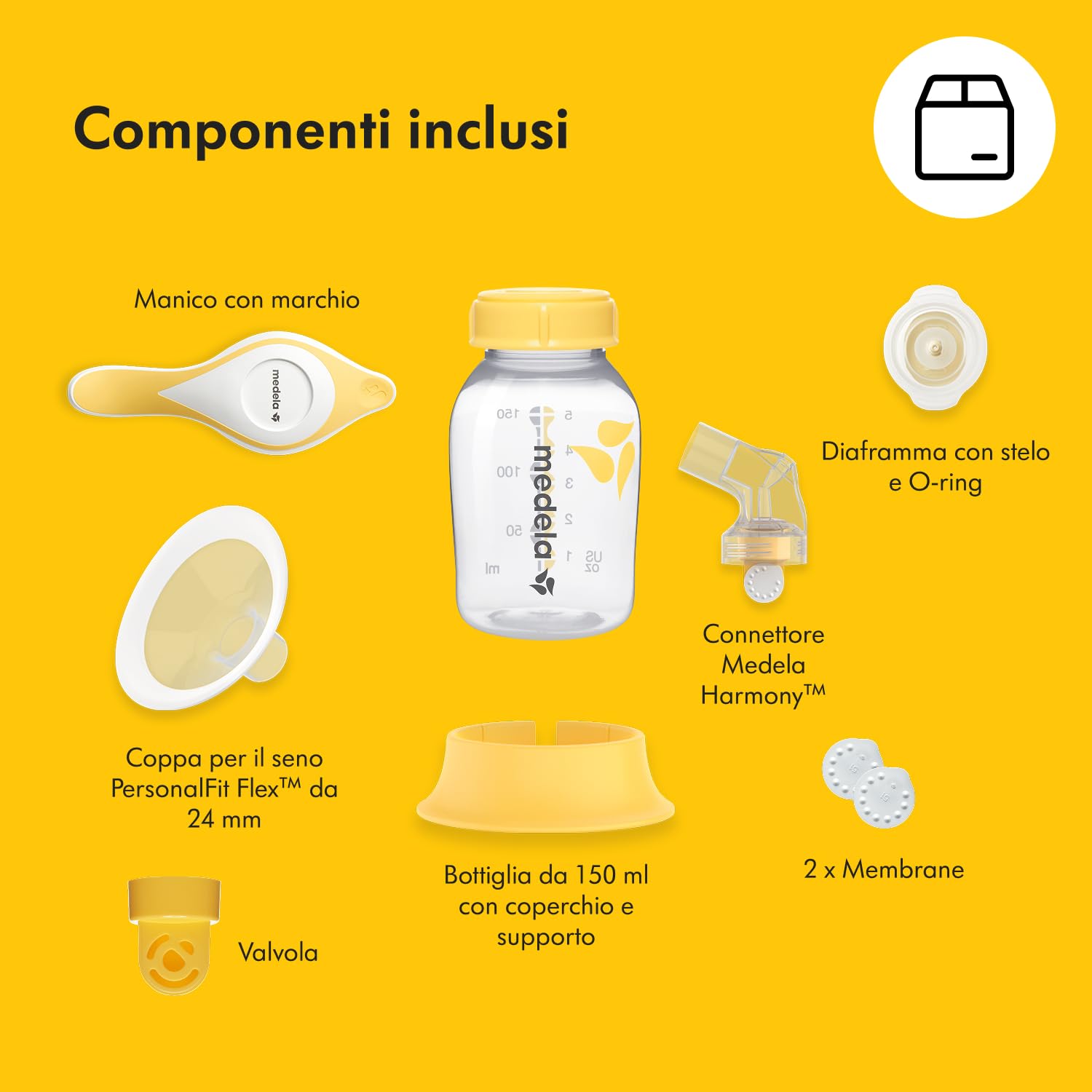Medela Harmony Tiralatte Manuale Singolo, Design Svizzero Compatto con Coppe PersonaFit Flex e tecnologia Medela 2-Phase Expression