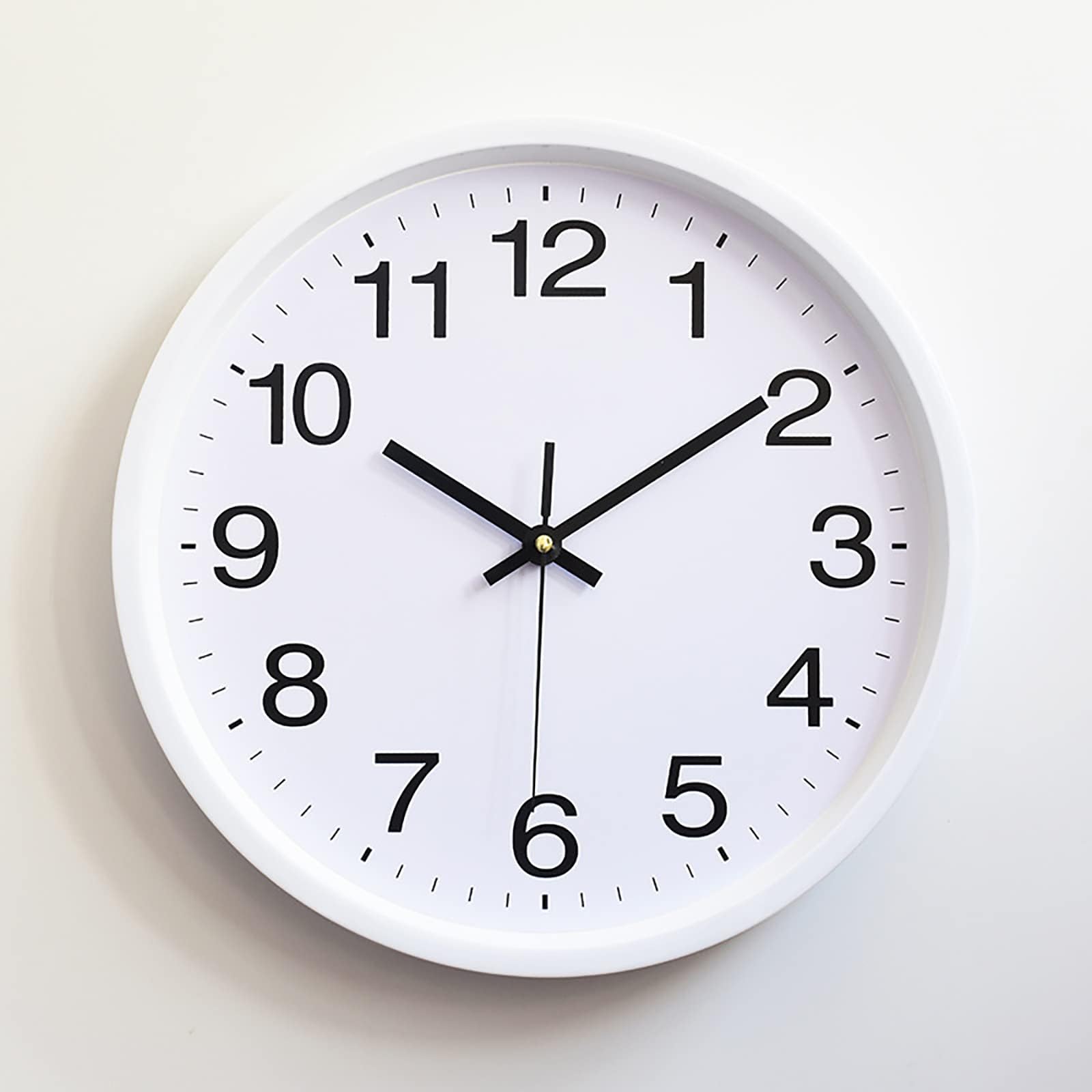 FFQQ Wall Clock,Plastic quartz wall clock, digital bedroom clock,White,30CM,modern Wall Clock