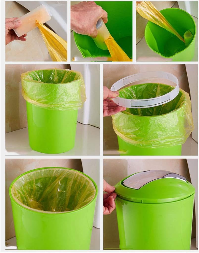 NOLLAM Papelera Cubo de Basura de plástico con Tapa basculante con Tapa cilíndrica de 10L para Interior, baño, Sala de Estar, Dormitorio, Cocina, Cubo de Basura Basurero Cocina