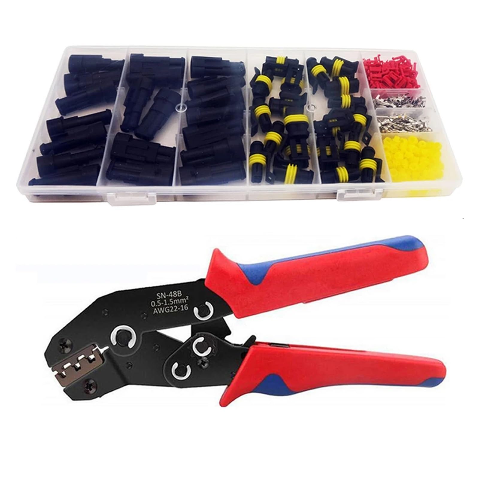 20 Sets 2-Pin Automotive Wire Connector Terminal Set 12A(2P and Pliers)