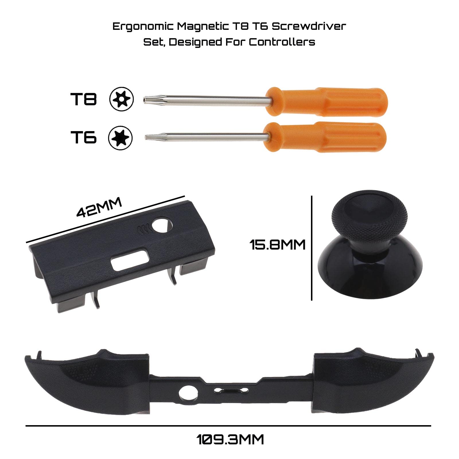 Juego de Botones de Repuesto para Disparador de Parachoques LB RB LT RT Juego de Palanca de Mando Botones con Destornillador T6 T8 Kit Compatible con Xbox Series X Y S El Controlado