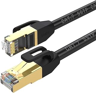 Cat7 Ethernet Cable 0.5M, cat 7 Patch Cord Gigabit Network lan cable high speed 10gbps gold plated RJ45 connector for Modem router Patch panel computer laptop TV box (0.5M, Black)