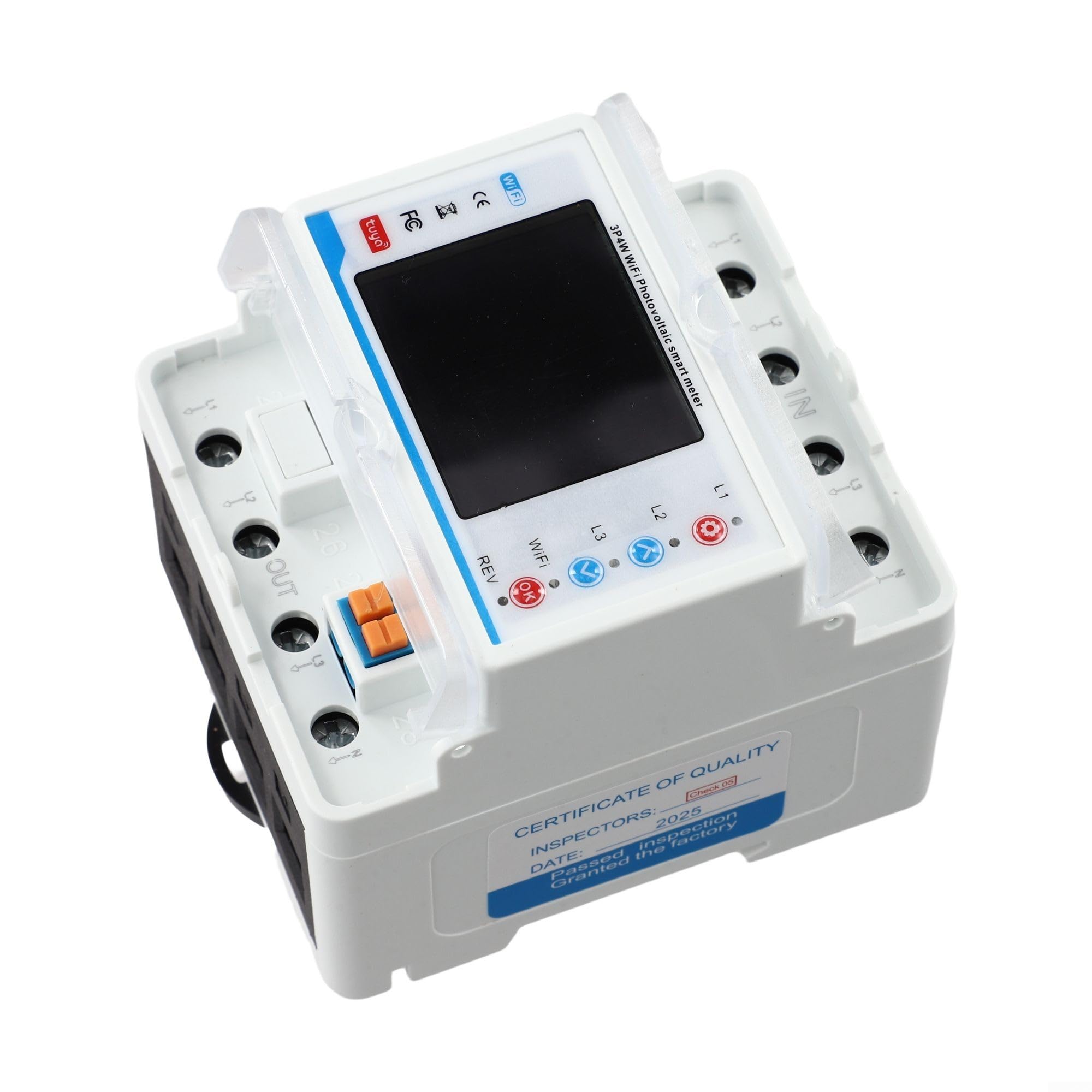 Contatore di corrente rotativa 100A con per tuya WiFi, contatore di energia | Misuratore bidirezionale con LCD, protezione da sovratensione, montaggio su guida DIN, grigio