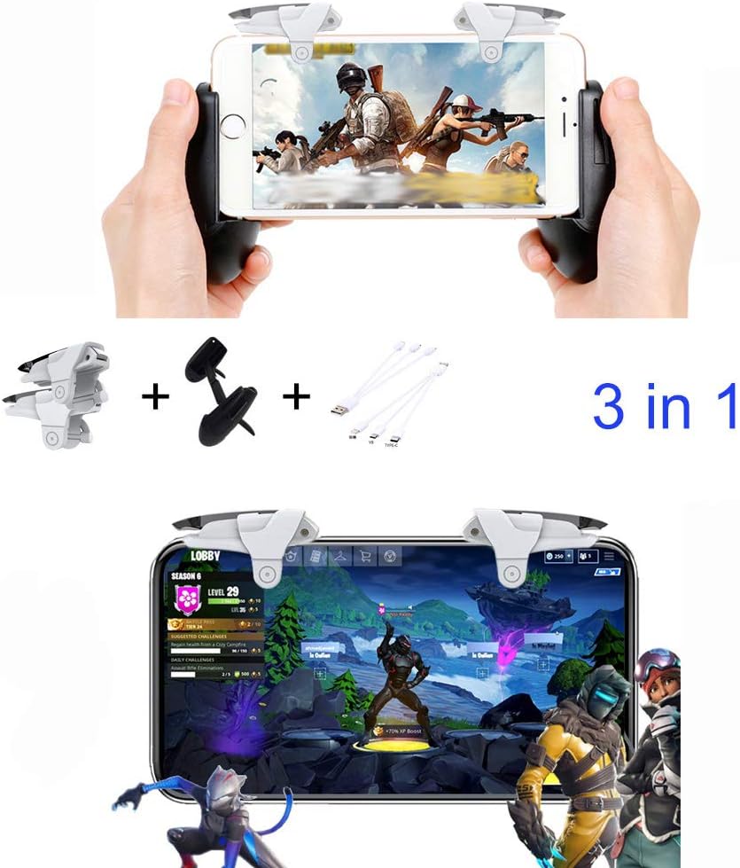【2019 Latest Version】 Mobile Game Controller and Gamepad for Fortnite/PUBG Mobile/Knives Out,Sensitive Shoot(Pickaxe) and Aim(Edit Piece) Triggers for L1R1 for 4.5-6.5inch iPhone iOS/Android